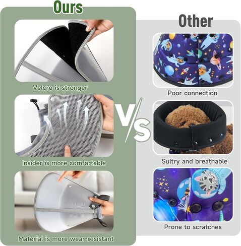Soft Dog Cone Collar for Large Medium Small Dogs After Surgery, Adjustable Pet Recovery Elizabethan Collar for Dogs and Cats, Grey Large in Kuwait