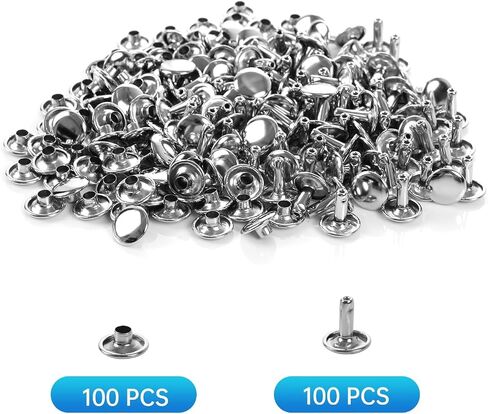 100 مجموعة من المسامير الجلدية 8x8mm Cap Cap Rivets Snaps Snaps Metal Studers مع أدوات إعداد 3pcs لزخرفة DIY Craft Craft ، Gunmetal in Kuwait