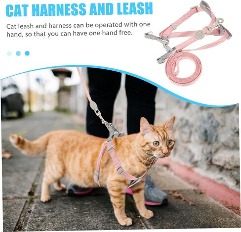 Adjustable Cat Harness Set Kitten Leash Harness Small Cat Vest Fashionable Double Comfortable for Outdoor Activities in Saudi Arabia