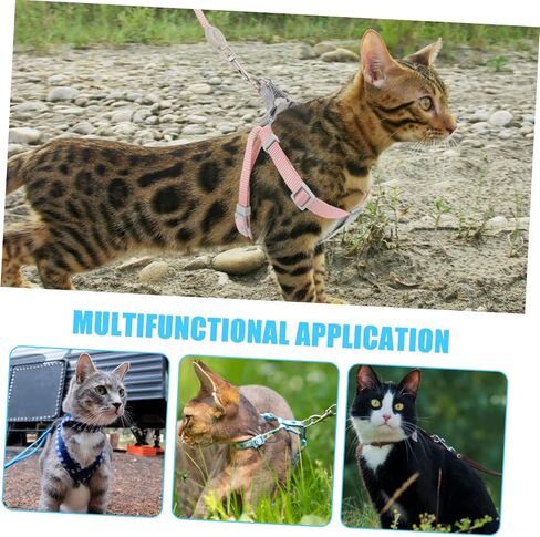 Adjustable Cat Harness Set Kitten Leash Harness Small Cat Vest Fashionable Double Comfortable for Outdoor Activities in Saudi Arabia
