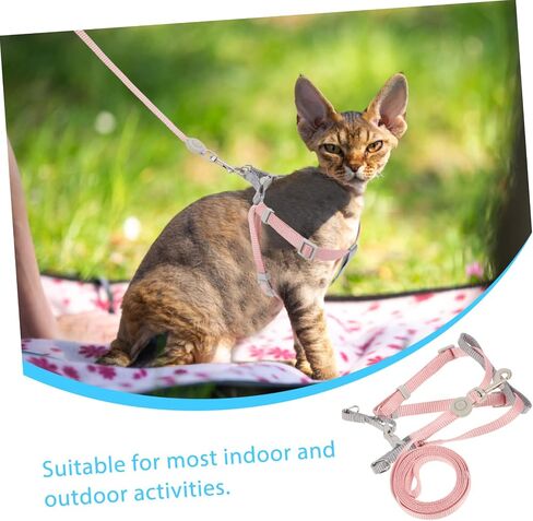 Adjustable Cat Harness Set Kitten Leash Harness Small Cat Vest Fashionable Double Comfortable for Outdoor Activities in Saudi Arabia