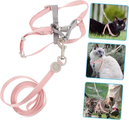 Adjustable Cat Harness Set Kitten Leash Harness Small Cat Vest Fashionable Double Comfortable for Outdoor Activities in Saudi Arabia