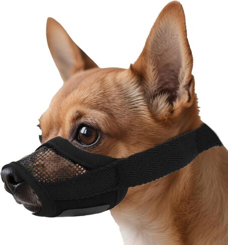 Soft Mesh Muzzle for Small Dogs, Breathable Short Snout Puppy Mouth Guard Adjustable, Chihuahua Bulldog Basket Muzzle to Prevent Biting Anti Barking Chewing for Little Pet Grooming Training Outings in Saudi Arabia