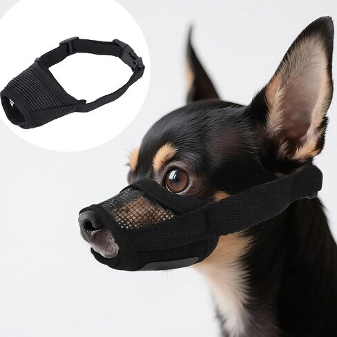 Soft Mesh Muzzle for Small Dogs, Breathable Short Snout Puppy Mouth Guard Adjustable, Chihuahua Bulldog Basket Muzzle to Prevent Biting Anti Barking Chewing for Little Pet Grooming Training Outings in Saudi Arabia