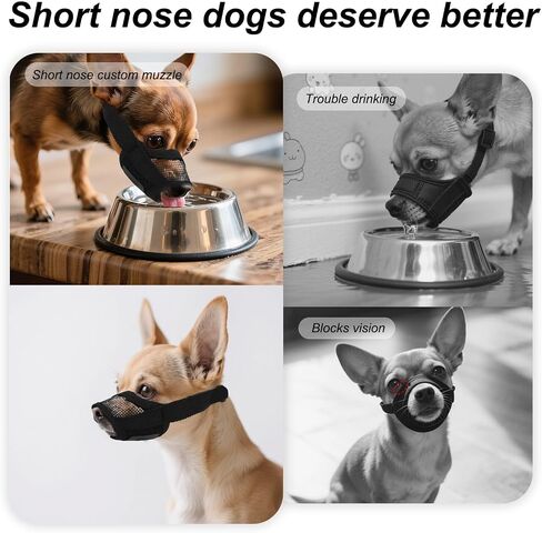 Soft Mesh Muzzle for Small Dogs, Breathable Short Snout Puppy Mouth Guard Adjustable, Chihuahua Bulldog Basket Muzzle to Prevent Biting Anti Barking Chewing for Little Pet Grooming Training Outings in Saudi Arabia