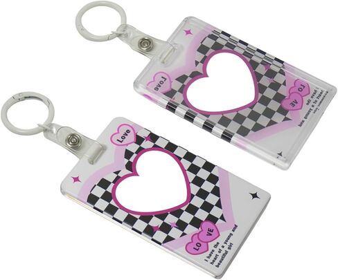 2 حزمة حامل بطاقة الصورة سلسلة مفاتيح 54 × 85 مم شفافة أكريليك PC حامل الكلام الفوتوكر in Kuwait