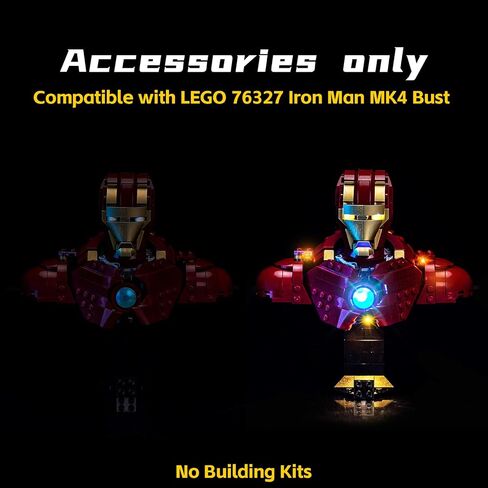 مصباح LED المتوافق مع Lego Iron Man Mk4 تمثال نصفي ، مجموعة الإضاءة الإبداعية متوافقة مع Lego 76327 - لا تأتي مع طراز (ضوء الإصدار الكلاسيكي) in Saudi Arabia