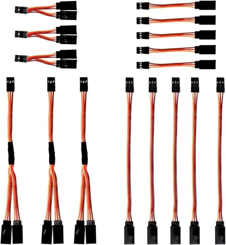 16 PCS Cable Servo Cable و Y Harness Flitter ، 30-Core 2.76 بوصة بحجم 3.54 بوصة 5.9 بوصة ، و 60 بوصة 5.9 بوصة طائرة بدون طيار للطائرة RC ، متوافقة مع JR Futaba Spektrum in Kuwait