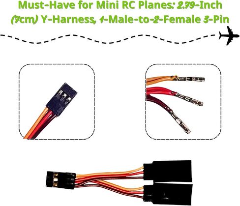16 PCS Cable Servo Cable و Y Harness Flitter ، 30-Core 2.76 بوصة بحجم 3.54 بوصة 5.9 بوصة ، و 60 بوصة 5.9 بوصة طائرة بدون طيار للطائرة RC ، متوافقة مع JR Futaba Spektrum in Kuwait