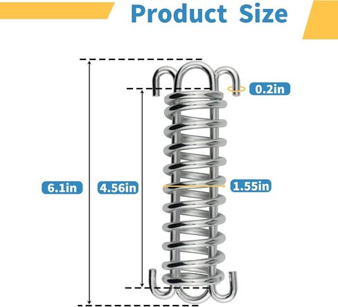 2Pcs Porch Swing Spring Heavy-Duty Spring Awning Spring for Hammock Chair,Sail Shade,Punching Bag,Large Dogs,Hanging Chair,Patio Swing Hanger and More in Saudi Arabia