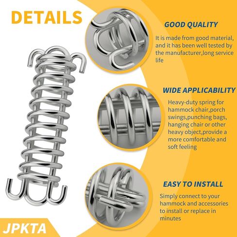 2Pcs Porch Swing Spring Heavy-Duty Spring Awning Spring for Hammock Chair,Sail Shade,Punching Bag,Large Dogs,Hanging Chair,Patio Swing Hanger and More in Saudi Arabia