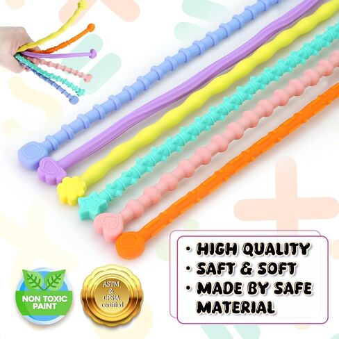 Sensory Sticks Fidget Toys for Kids Adults,6pcs Textured Calming Sensory Toys for Anxiety Relief Kids with Autism,Calm Down Travel Activities Essential Toys,Special Education School Supplies in Saudi Arabia