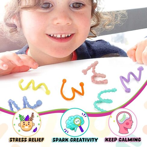 Sensory Sticks Fidget Toys for Kids Adults,6pcs Textured Calming Sensory Toys for Anxiety Relief Kids with Autism,Calm Down Travel Activities Essential Toys,Special Education School Supplies in Saudi Arabia