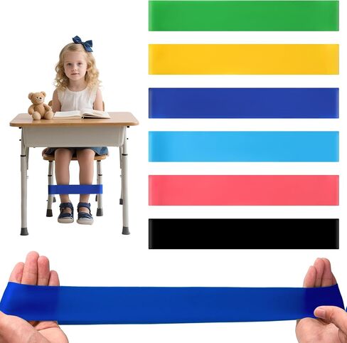 6 PCS Chair Bands for Kids With Fidgety Feet Colorful Chair Fidget Bands Desks Stretch Foot Band for ADHD Sensory Flexible Band Classroom Home Chair Fidget Tools (Multi Colors, 6 pcs) in Kuwait