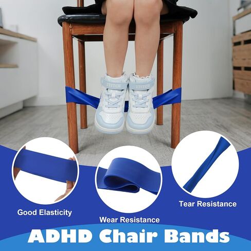6 PCS Chair Bands for Kids With Fidgety Feet Colorful Chair Fidget Bands Desks Stretch Foot Band for ADHD Sensory Flexible Band Classroom Home Chair Fidget Tools (Multi Colors, 6 pcs) in Kuwait
