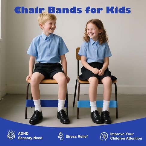 6 PCS Chair Bands for Kids With Fidgety Feet Colorful Chair Fidget Bands Desks Stretch Foot Band for ADHD Sensory Flexible Band Classroom Home Chair Fidget Tools (Multi Colors, 6 pcs) in Kuwait