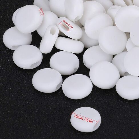 400Pcs Cord Locks, Adjustment Buckle Silicone Antislip Cord Locks Toggle Stopper Clasps Face Cover Ear Band Extension Rope Connectors for Face Mask Drawstrings Paracord (White) in Saudi Arabia