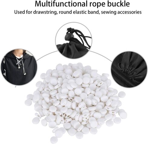 400Pcs Cord Locks, Adjustment Buckle Silicone Antislip Cord Locks Toggle Stopper Clasps Face Cover Ear Band Extension Rope Connectors for Face Mask Drawstrings Paracord (White) in Saudi Arabia