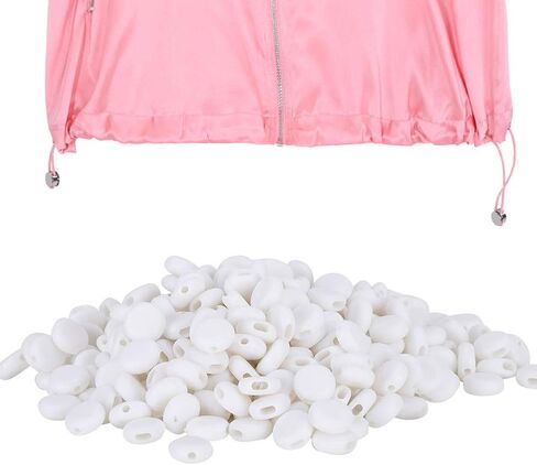 400Pcs Cord Locks, Adjustment Buckle Silicone Antislip Cord Locks Toggle Stopper Clasps Face Cover Ear Band Extension Rope Connectors for Face Mask Drawstrings Paracord (White) in Saudi Arabia