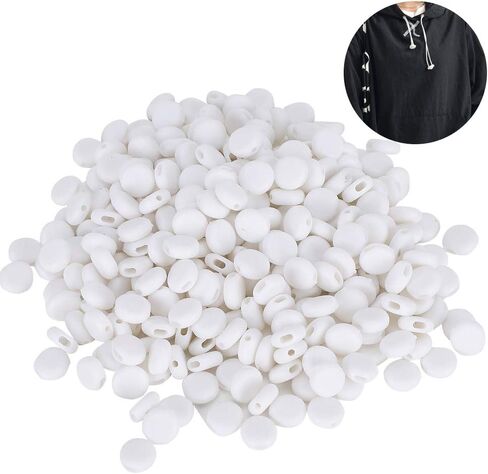 400Pcs Cord Locks, Adjustment Buckle Silicone Antislip Cord Locks Toggle Stopper Clasps Face Cover Ear Band Extension Rope Connectors for Face Mask Drawstrings Paracord (White) in Saudi Arabia