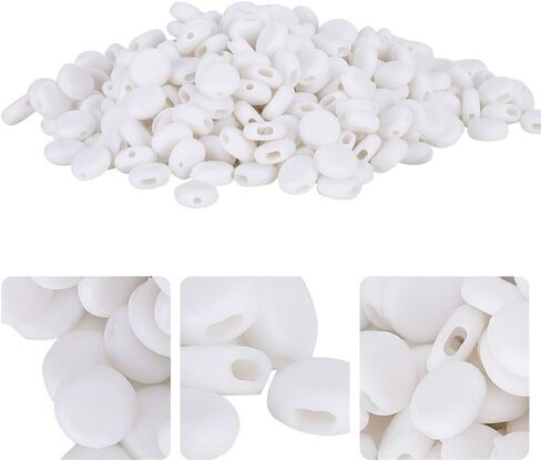 400Pcs Cord Locks, Adjustment Buckle Silicone Antislip Cord Locks Toggle Stopper Clasps Face Cover Ear Band Extension Rope Connectors for Face Mask Drawstrings Paracord (White) in Saudi Arabia