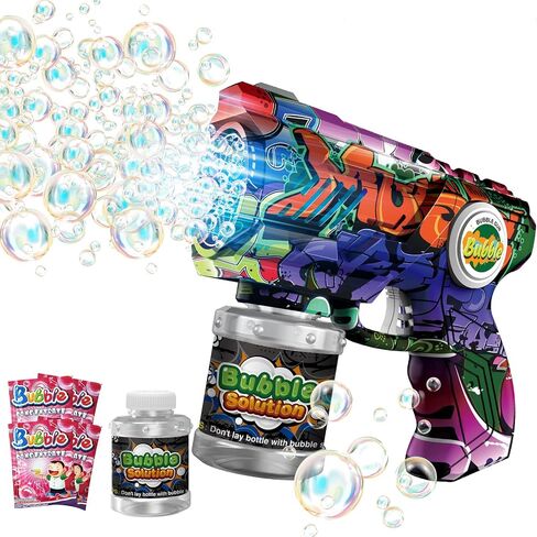 Bubble Gun for Kids with LED Lights & Leak-Proof Design, 10-Hole Automatic Bubble Machine Gun for Kid 3-8, Party Favors, Outdoor, Summer Toys, Birthday Gifts for Boys & Girls (Colorful) in Saudi Arabia