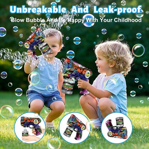 Bubble Gun for Kids with LED Lights & Leak-Proof Design, 10-Hole Automatic Bubble Machine Gun for Kid 3-8, Party Favors, Outdoor, Summer Toys, Birthday Gifts for Boys & Girls (Colorful) in Saudi Arabia