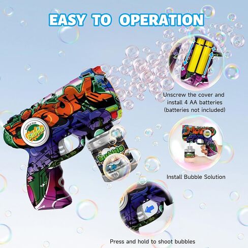 Bubble Gun for Kids with LED Lights & Leak-Proof Design, 10-Hole Automatic Bubble Machine Gun for Kid 3-8, Party Favors, Outdoor, Summer Toys, Birthday Gifts for Boys & Girls (Colorful) in Saudi Arabia