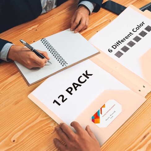 Honoson 12 Pcs Plastic Folders with Clear Front Pocket 3 Hole Punched Folders for 3 Ring Binder 1/6 Cut Tabs for Office Classroom (Bright Colors) in Saudi Arabia
