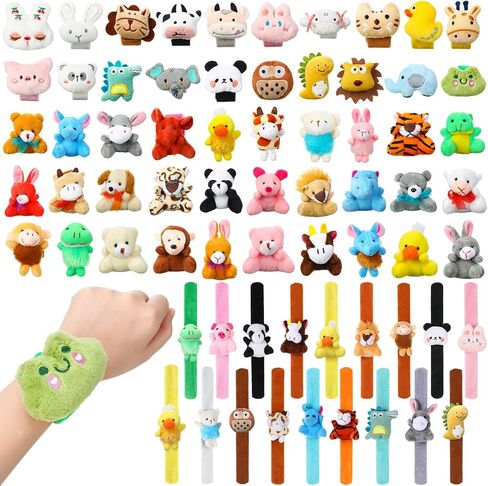 Yexiya 36 Pcs Stuffed Animal Slap Bracelets for Kids Plush Animal Wristband Cute Wrist Pets Slap Bracelet Bulk for Boys Girls Birthday Holiday Gifts Themed Party Favors Classroom Rewards in Saudi Arabia