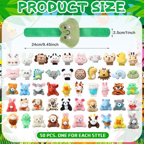 Yexiya 36 Pcs Stuffed Animal Slap Bracelets for Kids Plush Animal Wristband Cute Wrist Pets Slap Bracelet Bulk for Boys Girls Birthday Holiday Gifts Themed Party Favors Classroom Rewards in Saudi Arabia