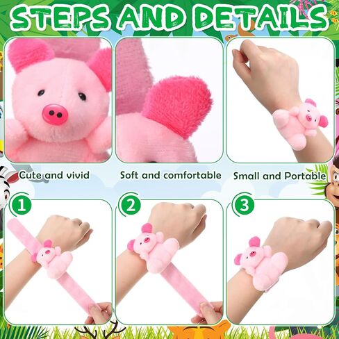 Yexiya 36 Pcs Stuffed Animal Slap Bracelets for Kids Plush Animal Wristband Cute Wrist Pets Slap Bracelet Bulk for Boys Girls Birthday Holiday Gifts Themed Party Favors Classroom Rewards in Saudi Arabia