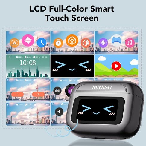 MINISO MS201 AI Translation Earbuds Real Time 135 Languages, LCD Touch Screen Real Time Translator Earbuds 3-in-1,Clip On Ear Headphones 60H Playtime for Travel Business Learning(with APP) in Kuwait