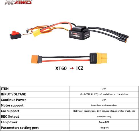 RCAWD 4 قناة مستقبل جهاز الإرسال RC ومحرك 2840 Brushless 5000KV و 35A ESC & 40CRMO مجموعة ترس و MOTER MOUNT & ADAPTER CABLER RC LOSI NASCAR & ARRMA TYPHON GRANITE MOJAVE in Kuwait
