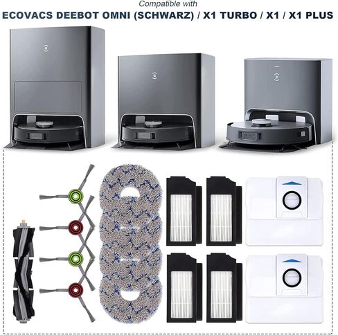 مجموعة ملحقات بديلة للمكنسة الكهربائية الروبوتية Ecovacs Deebot X2 Omni / X2 / X2 Pro / DEX86، 1 فرشاة رئيسية، 6 فرش جانبية، 4 فلتر، 6 وسادات ممسحة، 6 كيس غبار، 1 فرشاة in Saudi Arabia