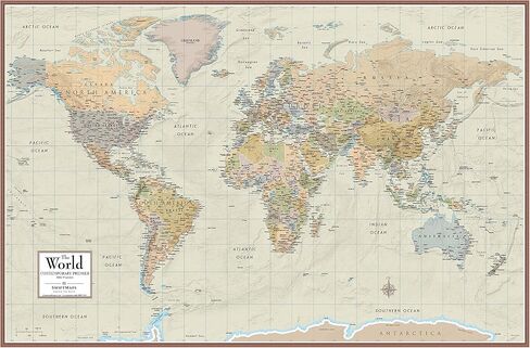 Swiftmaps 18 "× 27" خريطة العالم ملصق خريطة الجدار المعاصرة ، مصنفة ، مصنوعة في الولايات المتحدة الأمريكية in Saudi Arabia