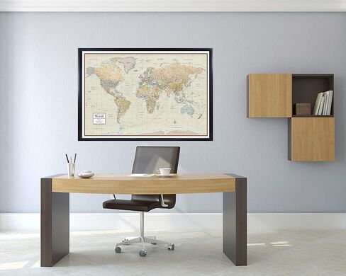 Swiftmaps 18 "× 27" خريطة العالم ملصق خريطة الجدار المعاصرة ، مصنفة ، مصنوعة في الولايات المتحدة الأمريكية in Saudi Arabia