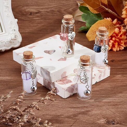 4pcs Pet Fur Memorial Jar 4 أنماط شفافة زجاجية فارغة زجاجة زجاجة زجاجة يوسك مع أجراس Cat Charm Heart Plaque Val in Kuwait