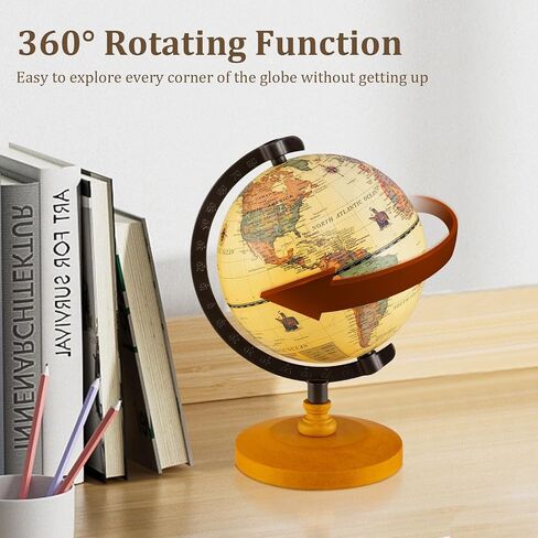 Goplus antique World Globes ، 5.5 بوصة Mini Vintage Globe مع ساق سبيكة منحنية ، قاعدة خشبية صلبة ، خريطة مطبوعة ، زخرفة سطح المكتب للأطفال والكبار ، المنزل ، المكتب ، الفصل الدراسي in Saudi Arabia