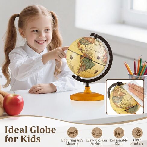 Goplus antique World Globes ، 5.5 بوصة Mini Vintage Globe مع ساق سبيكة منحنية ، قاعدة خشبية صلبة ، خريطة مطبوعة ، زخرفة سطح المكتب للأطفال والكبار ، المنزل ، المكتب ، الفصل الدراسي in Saudi Arabia