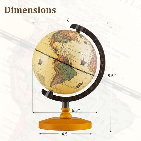 Goplus antique World Globes ، 5.5 بوصة Mini Vintage Globe مع ساق سبيكة منحنية ، قاعدة خشبية صلبة ، خريطة مطبوعة ، زخرفة سطح المكتب للأطفال والكبار ، المنزل ، المكتب ، الفصل الدراسي in Saudi Arabia