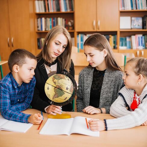 Goplus antique World Globes ، 5.5 بوصة Mini Vintage Globe مع ساق سبيكة منحنية ، قاعدة خشبية صلبة ، خريطة مطبوعة ، زخرفة سطح المكتب للأطفال والكبار ، المنزل ، المكتب ، الفصل الدراسي in Saudi Arabia