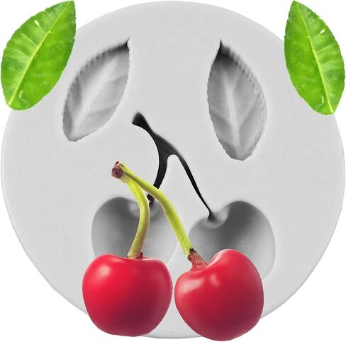 كرز السيليكون ثلاثي الأبعاد الكرز وأوراق بوليمر طين القوالب لحرف DIY راتنج الايبوكسي صب الهواء الجاف بوليمر الجص صنع المجوهرات in Kuwait