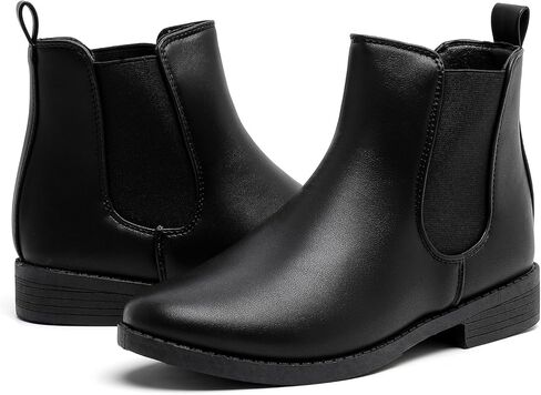 MEMON Women's Chelsea Boots Slip-on Fashion Low Heeled Booties for Women Casual Comfortable Black Ankle Booties Shoes in Kuwait