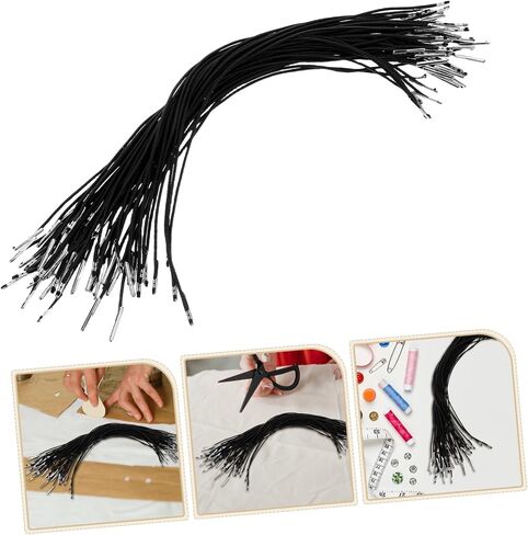 Artibetter 50pcs Adjustable Elastic Barbed Cord with Metal Ends Versatile Fastener Straps for Crafting Mask Securing Notebook Binding and Party Decorations in Saudi Arabia