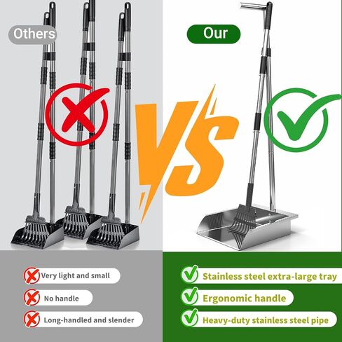 Pooper Scooper for Large Dogs,Dog Pooper Scooper Heavy Duty Long Handle Metal Tray Rake Shovel Set,Extremely Durable Metal Stainless Steel Dustpan for No Bending Clean Up Yard Grass. in Saudi Arabia