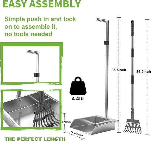 Pooper Scooper for Large Dogs,Dog Pooper Scooper Heavy Duty Long Handle Metal Tray Rake Shovel Set,Extremely Durable Metal Stainless Steel Dustpan for No Bending Clean Up Yard Grass. in Saudi Arabia