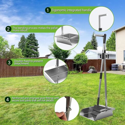 Pooper Scooper for Large Dogs,Dog Pooper Scooper Heavy Duty Long Handle Metal Tray Rake Shovel Set,Extremely Durable Metal Stainless Steel Dustpan for No Bending Clean Up Yard Grass. in Saudi Arabia