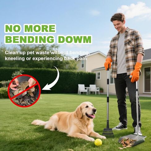 Pooper Scooper for Large Dogs,Dog Pooper Scooper Heavy Duty Long Handle Metal Tray Rake Shovel Set,Extremely Durable Metal Stainless Steel Dustpan for No Bending Clean Up Yard Grass. in Saudi Arabia