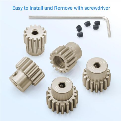 مجموعات ترس 32P PINION 12T 13T 14T 15T 16T للعمود 3.175MM RC محرك متوافق مع HPI KYOSHO LOSI AXIAL TAMIYA 1/10 RC CAR MONSTER TRACK PRASTIONS (7075 الألومنيوم) in Kuwait